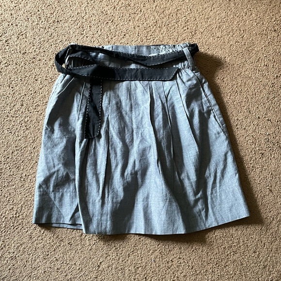 Vintage Smart Set Grey Pleated Skirt with Belt Attached - Picture 4 of 5